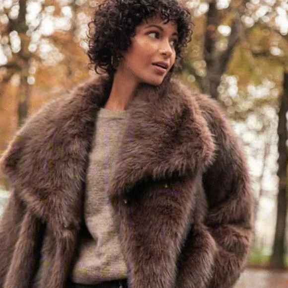 Luxurious Faux Fur Teddy Jacket in Rich Brown